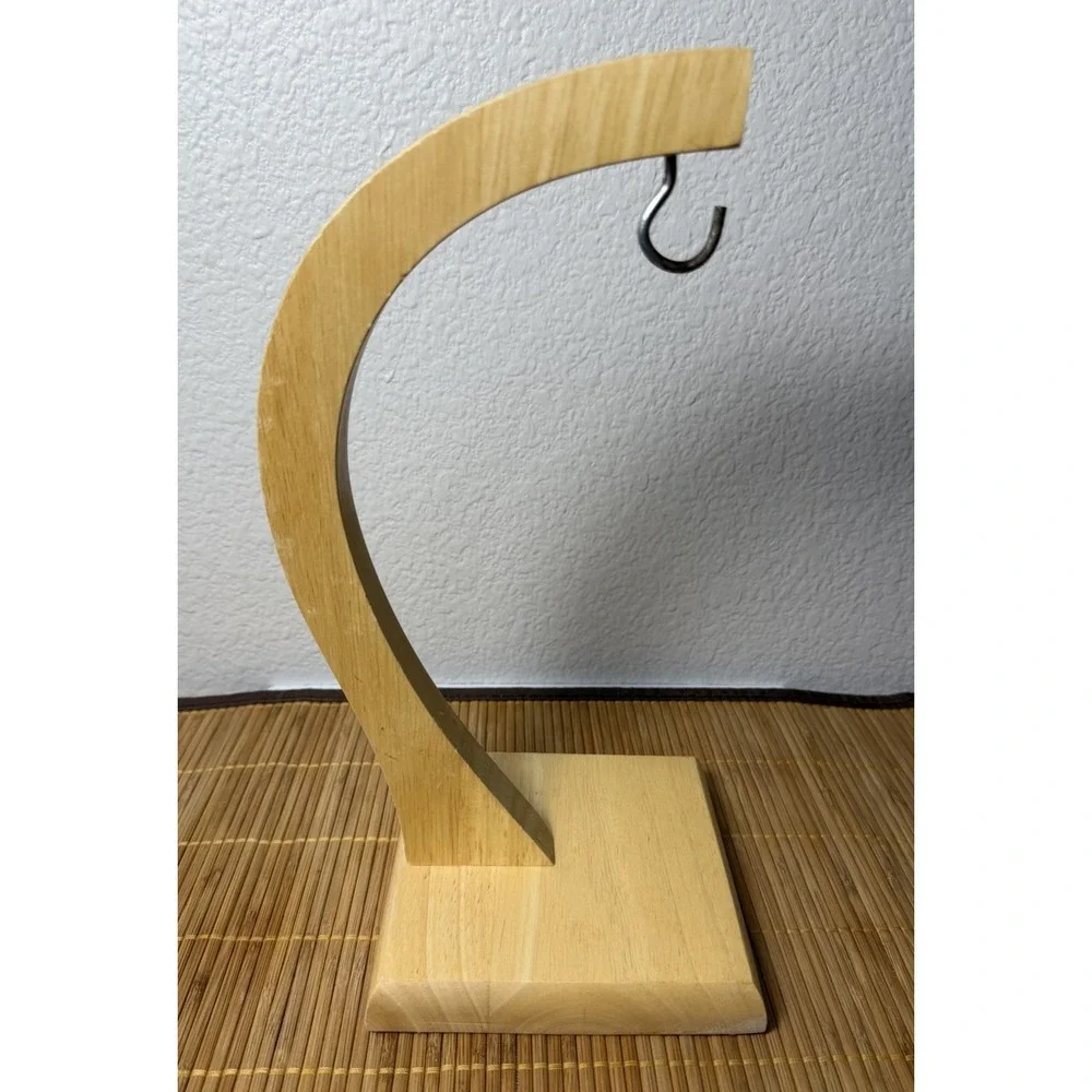 Minimalist Bamboo Blonde Wood Banana Hanger Holder Countertop Hook Stand